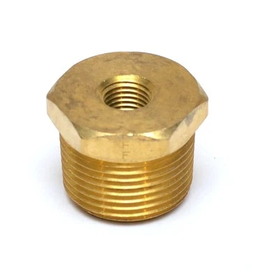 Reducer Bushing 1 in Male to 1/4 Female Npt Brass Pipe Fitting Water Fuel Gas  - Image 1 of 4