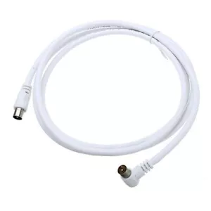 Right Angle Plug White TV Antenna Cable Flylead Cord Coax Lead PAL Male 1M - Picture 1 of 2