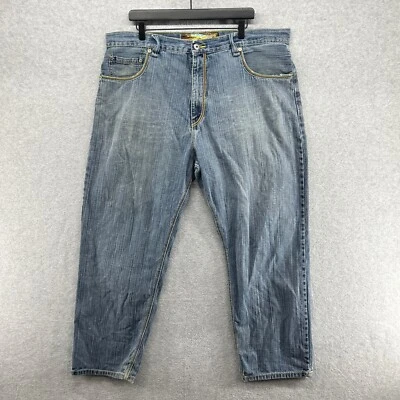 Jeans Evolution In Design Para Hombre Talla 40 Azul Cosido De Colección Y2K Pierna Ancha Hip Hop Foto 1 de 4