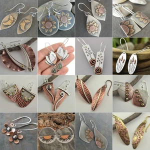 Fashion Women Party Wedding Ear Stud Drop Earrings Two Tone 925 Silver Jewelry