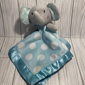 Circo Teal Blue Polka Dot Plush Elephant Baby Security Blanket Lovey Satin CLEAN
