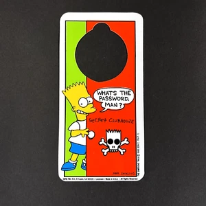 Colgador de puerta de colección The Simpsons Bart Secret Clubhouse privacidad no molestar 1990 - Imagen 1 de 2
