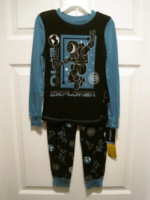 Pijama niño astronauta espacial Cuddle Duds, talla 6, Epic Explorer, negro verde azulado, pijamas Foto 1 de 4