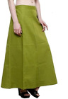Women Cotton Petticoat Saree Underskirt Free Size Color Corn Green