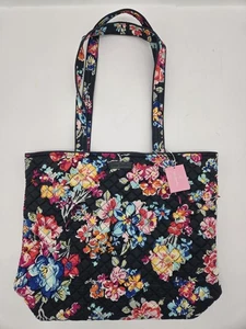 Vera Bradley Iconic Medium Tote Pretty Posies grau Blumen Handtasche Schultertasche  - Bild 1 von 9