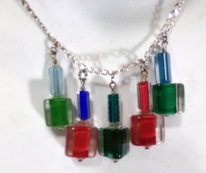 HANDMADE BLOWN GLASS NECKLACE ON 18" SILVER PLATE CHAIN J88CR v63 cl88cr - Picture 1 of 5