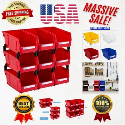 Versatile Hanging Storage Bins for Small Parts - 9 Durable Plastic Units - Image 1 of 4