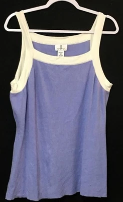 Camiseta sin mangas JL Studio tejida blanca lavanda 2X nailon rayón Foto 1 de 4