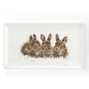 Wrendale Designs Rabbits Serving Tray Rectangular Ceramic from Royal Worcester - Picture 1 of 6