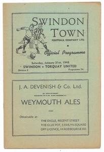 1947/48 Divisione 3 Sud - SWINDON TOWN v. TORQUAY UNITED - Foto 1 di 2