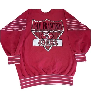 Vintage 80s San Franciso 49ers Sweatshirt Artex Women's XL Striped 50-50 SOFT - Picture 1 of 10