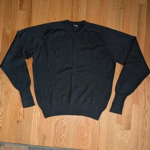 Vintage Barbour Wool Sweater Made in Scotland Mens XL Olive Green 100% Pure Crew - Picture 1 of 9