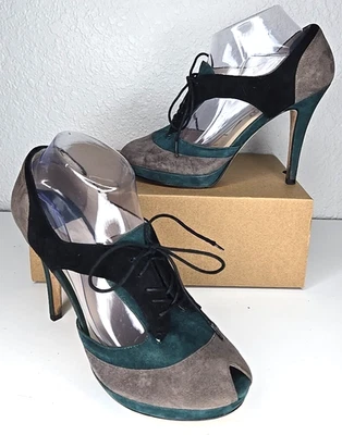 Zapatos de tacón Barneys New York para mujer con cordones de gamuza tres colores talla 8,5/38,5 Foto 1 de 4