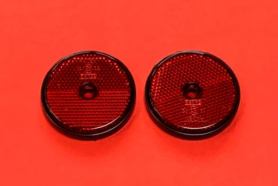 2 x Red Round Reflectors RADEX 60mm Screw Mount for Driveways/Posts/Fences etc - Image 1 of 2