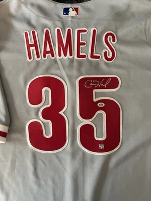 Cole Hamels Philadelphia Phillies Autographed Jersey COA Authentic Majestic - Image 1 of 4
