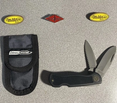 Coleman Western USA 952 Doble Hoja Acero Inoxidable Letra M Con Funda Ver Desc Foto 1 de 4