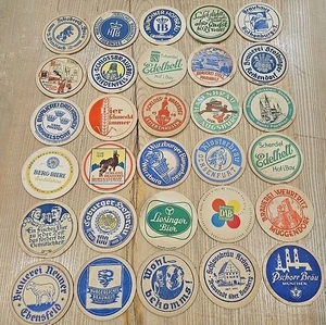 German Beer Coasters Lot of 30 Round Mats Vintage 1980s - Picture 1 of 7