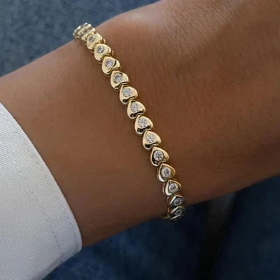 7Ct Round Cut Lab-Created Diamond Tennis Bracelet 14K Yellow Gold Plated - Image 1 of 3