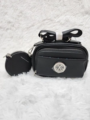 Bolso Bandolera Christian Lacroix Eve Negro Guijarro Cámara Nuevo con Etiquetas $88 con Mini Bolso Foto 1 de 4