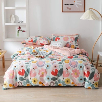 Funda nórdica floral doble, 100 % algodón 3 piezas juego de cama doble flor, jardín re... Foto 1 de 4