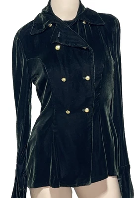 Ralph Lauren Colección Púrpura Etiqueta Vintage Verde Terciopelo Chaqueta Blusa Top EE. UU. 2 Foto 1 de 4