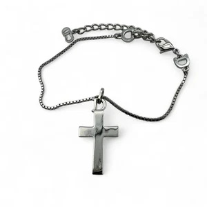 Christian Dior Silberfarben Kreuz Charm Venezianer Kette Armband Gebraucht Top - Bild 1 von 24