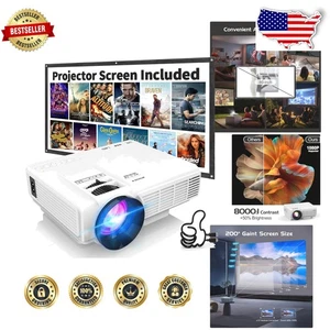 Mini Proiettore Trasparente 1080P HD Leggero Portatile Home Cinema Bluetooth - Foto 1 di 11