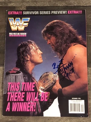Bret Hitman Hart Signed WWF Wrestling Magazine DEC 1995 WWE HOF Survivor Series - Image 1 of 4