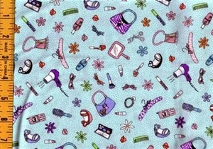 Cartera 33 pulgadas Me & My Big Ideas espejo lápiz labial azul alfiler puntos tela de algodón - Imagen 1 de 1