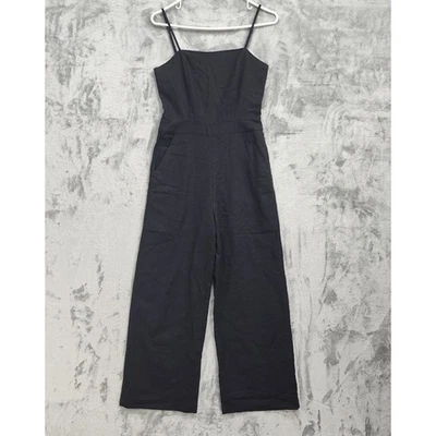 Комбинезон женский Forever 21 S черный льняная смесь спагетти ремень облегающий сзади на молнии - Изображение 1 из 4