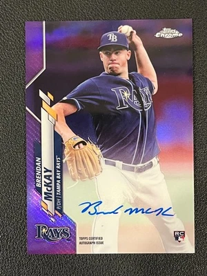 Brendan McKay 2020 Topps Chrome Rookie Auto Purple Refractor /250 Rays - Image 1 of 2