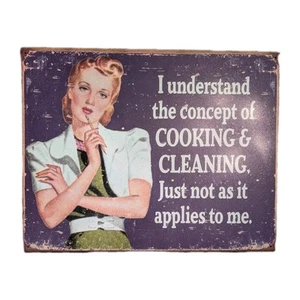 Cooking and Cleaning Retro Tin Sign 12.5 x 16-inch Rustic Vintage Style Decor - Picture 1 of 5