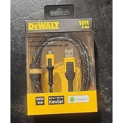 Dewalt Phone Charger Cable Micro USB Reinforced Braided Cord 10 FT - BRAND NEW! - Image 1 of 4