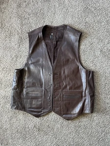 Leather Works U.S.A.  Gr. 48 braune Leder Biker Weste Taschen LESEN OHNE KNÖPFE - Bild 1 von 6