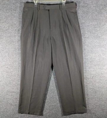 Croft & Barrow 男式 38x30 深灰色和黑色打褶斜纹布正装裤子全新带标签 45 美元 — 第 1/4 张图片