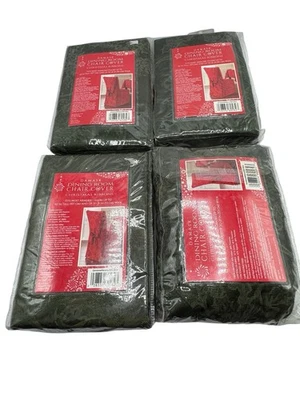 4 Fundas para Silla Damasco Cintas de Navidad Verde Oliva para 42 pulgadas de alto por 21 pulgadas NUEVO Foto 1 de 4