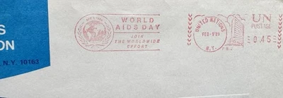 UN Medical Meter Cover (129) +1989 World AIDS Day +UN AIDS day Logo +UNPA - Image 1 of 3