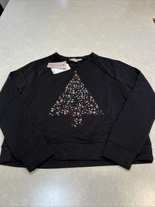 Philosophy Women’s Sweatshirt Top Rhinestone Christmas Tree Black XS NWT - Picture 1 of 6