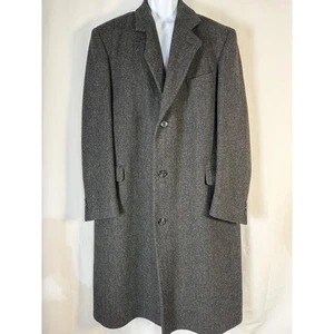 Towncraft Men's Wool Blend Herringbone Overcoat Size 44L Charcoal Gray - Picture 1 of 10