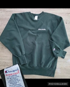 Vintage 90s Champion Reverse Weave Wisconsin Embroidered Crewneck Sweatshirt XL - Picture 1 of 9