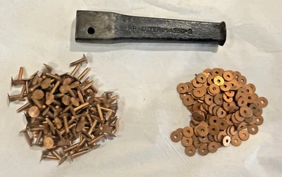 Copper Rivets and Burrs 1/2" Kraeuter USA 350-3/8 Setter Leather VINTAGE - Image 1 of 4