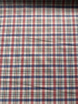 Waverly Claire's Check Home Decor Cotton Fabric Blue Pink Green Plaid 3 Yards - Image 1 of 4