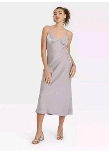 Wild Fable Women's Iridescent Maxi Slip Dress Gray Size Small NWT - Picture 1 of 4