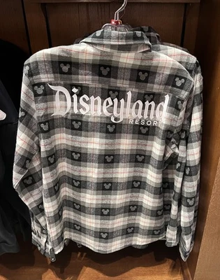 Disney 2025 Disneyland Mickey Black White Flannel Shirt Buton Up XS S M L XL 2XL - Image 1 of 2
