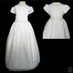 Nuevo Niña Boda 1a Comunión Recital Formal Vestido de Fiesta Blanco Talla: 6X 7 - Imagen 1 de 8