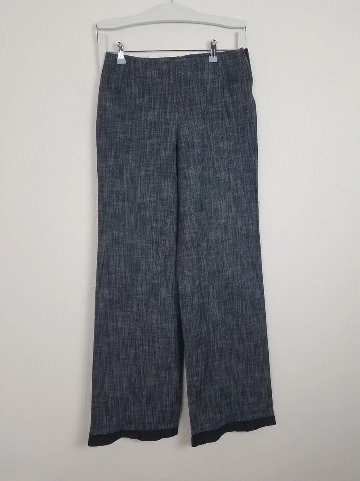 BIBA Damen Hose Gr. 38 weites Bein schwarz Innenbeinl. 85 cm schwarz meliert - Bild 1 von 4