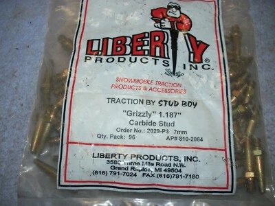 Snowmobile Track Stud Boy Grizzly Carbide T-Nut Studs 1.187" 96-Pk 2029-P3 7mm - Image 1 of 2