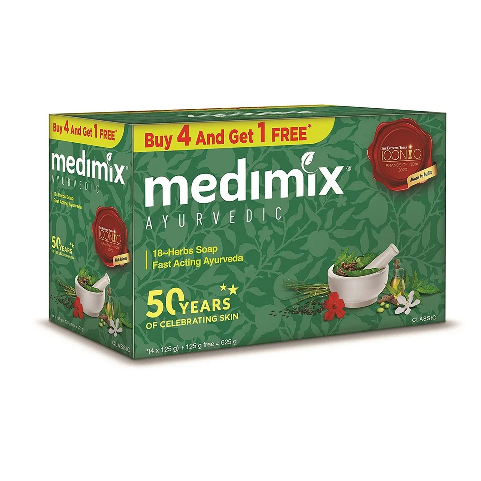 Jabón Medimix Ayurvedic Classic 18 Hierbas 125gm (Pack de 5). Foto 1 de 1