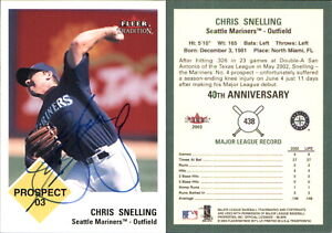 Chris Snelling Signed 2003 Fleer Tradition #438 Card Seattle Mariners Auto AU
