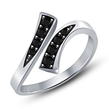 0.20 Ct Black Diamond Adjustable Toe Ring Ladies 14K White Gold Over 925 Silver